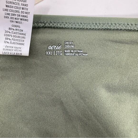 Aerie Cheeky Bikini Bottom Low Cut Olive Army Green Size XXL Vacation Beach NWOT - Picture 3 of 8
